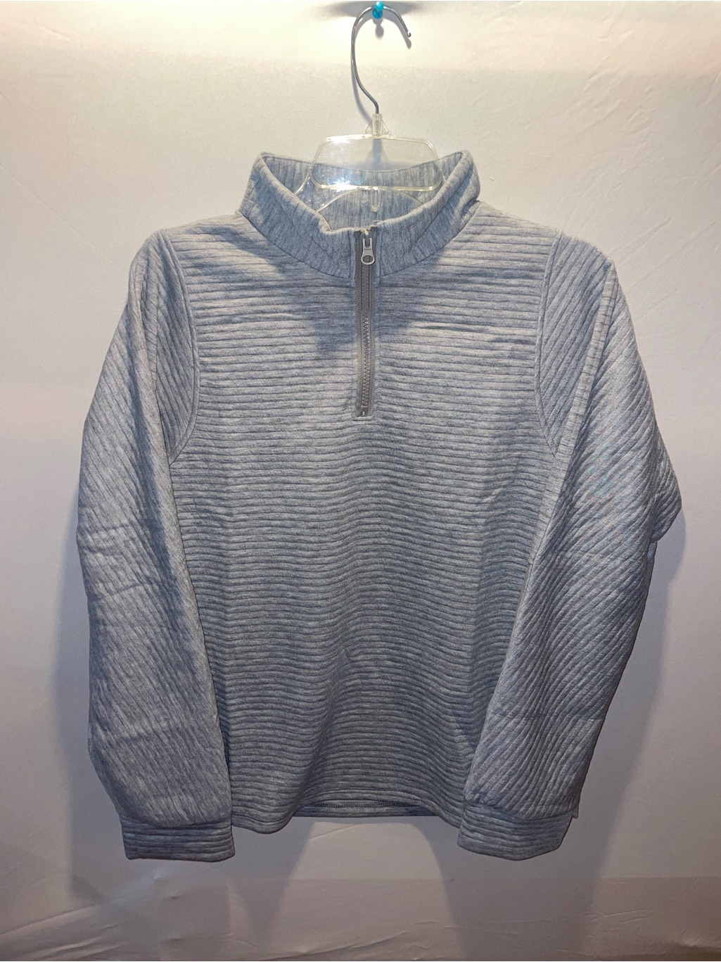 Men's Grey Quarter-Zip Ribbed Sweater